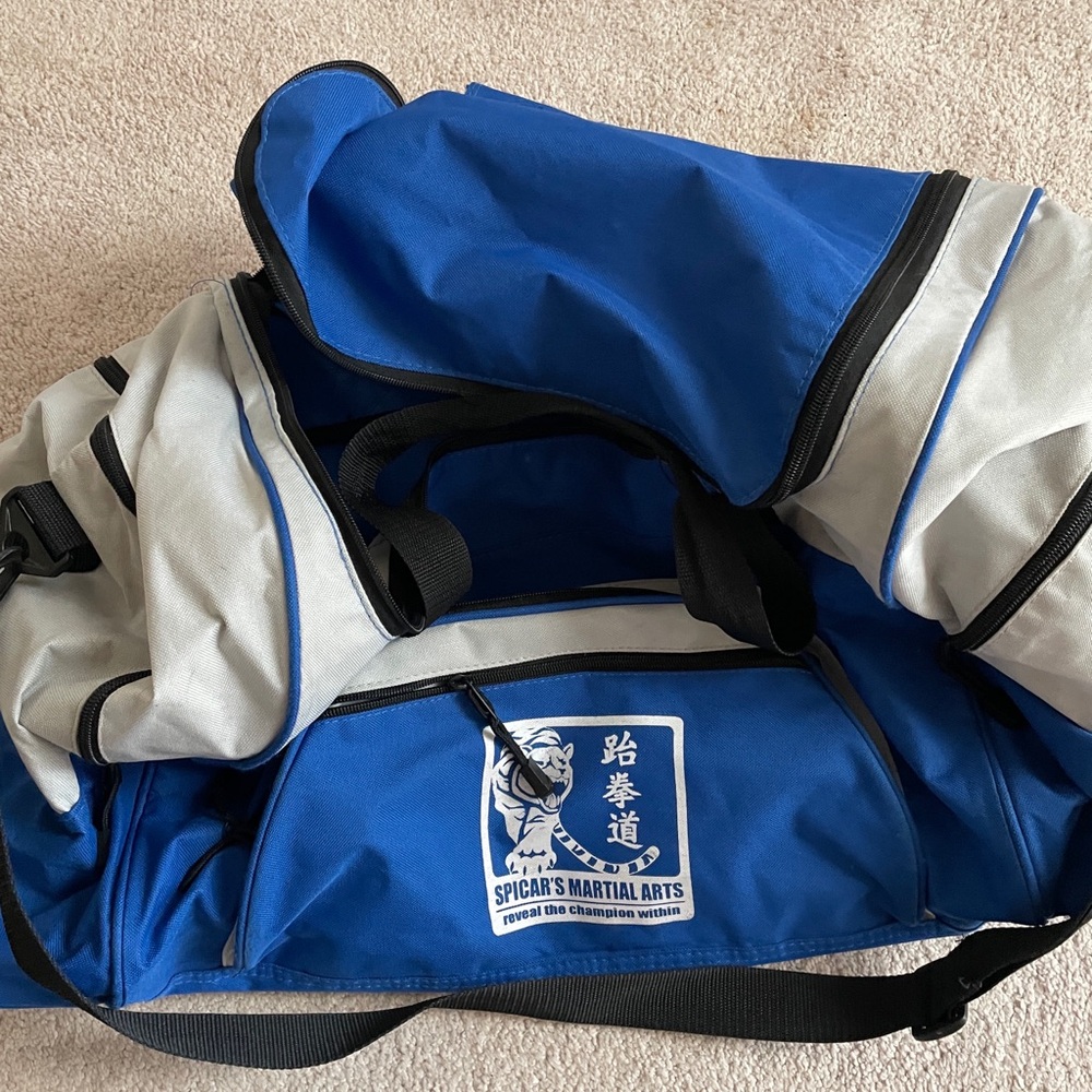Taekwondo Blue and Gray Men's Training Duffel Bag